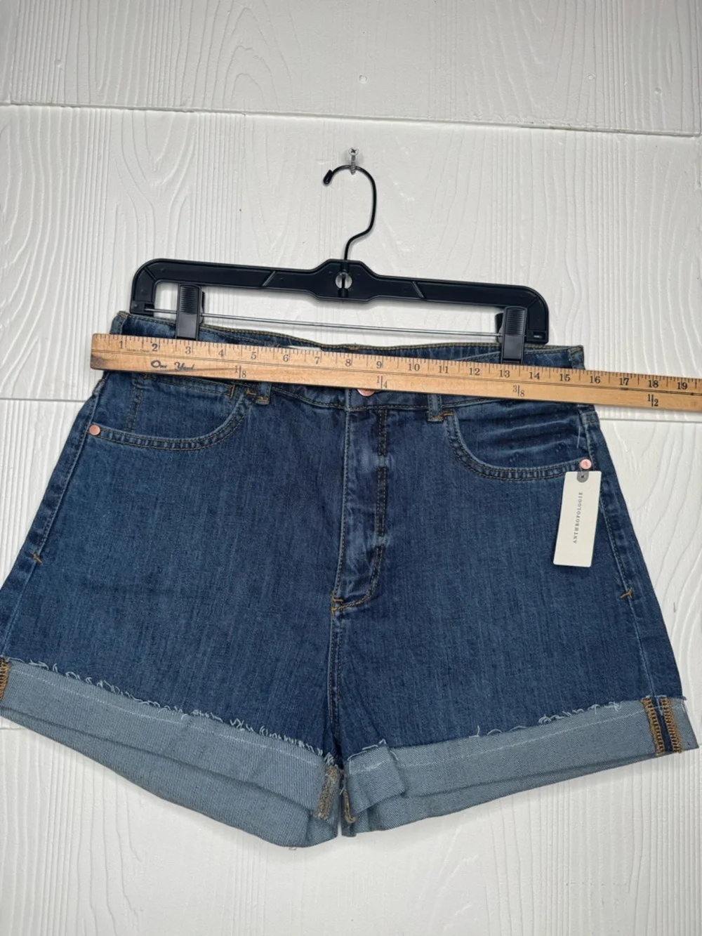 Anthropologie Midnight Blue Rolled Cuff Denim Shorts - Picture 6 of 8